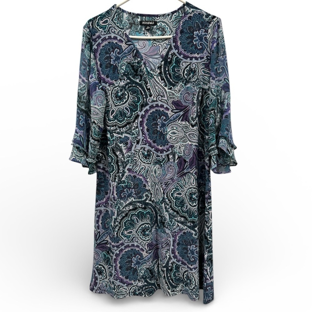 Roz & Ali purple and green midi dress